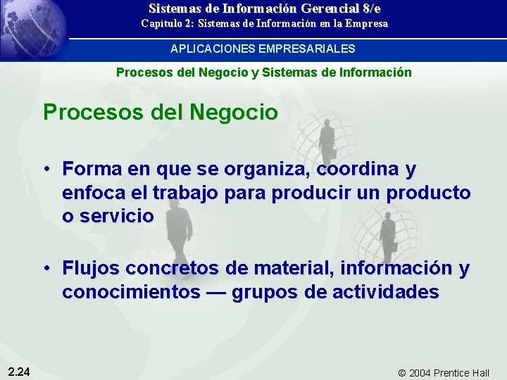 Sistemas de Información Gerencial 8/e Capítulo 2: Sistemas de Información en la Empresa APLICACIONES