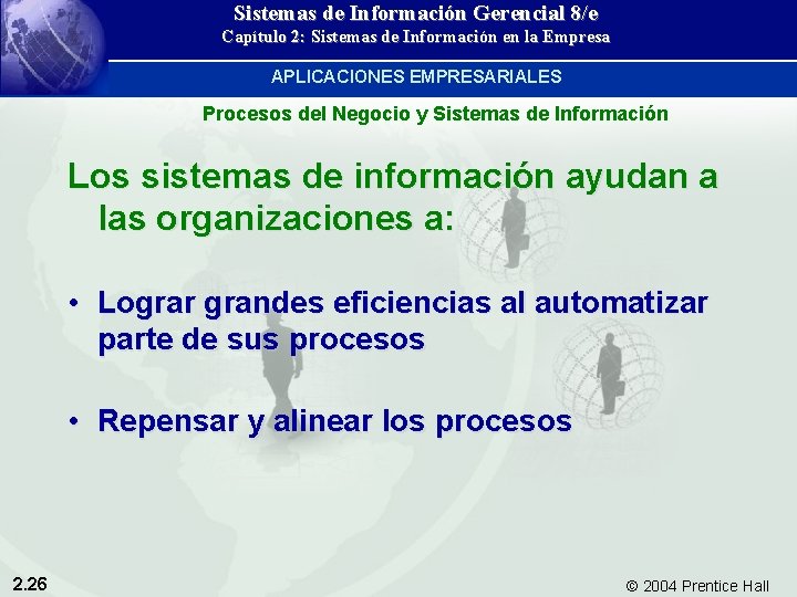 Sistemas de Información Gerencial 8/e Capítulo 2: Sistemas de Información en la Empresa APLICACIONES