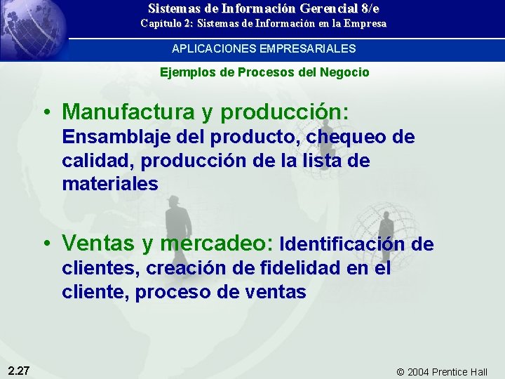 Sistemas de Información Gerencial 8/e Capítulo 2: Sistemas de Información en la Empresa APLICACIONES