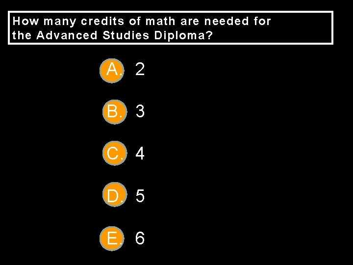 How many credits of math are needed for the Advanced Studies Diploma? A. 2