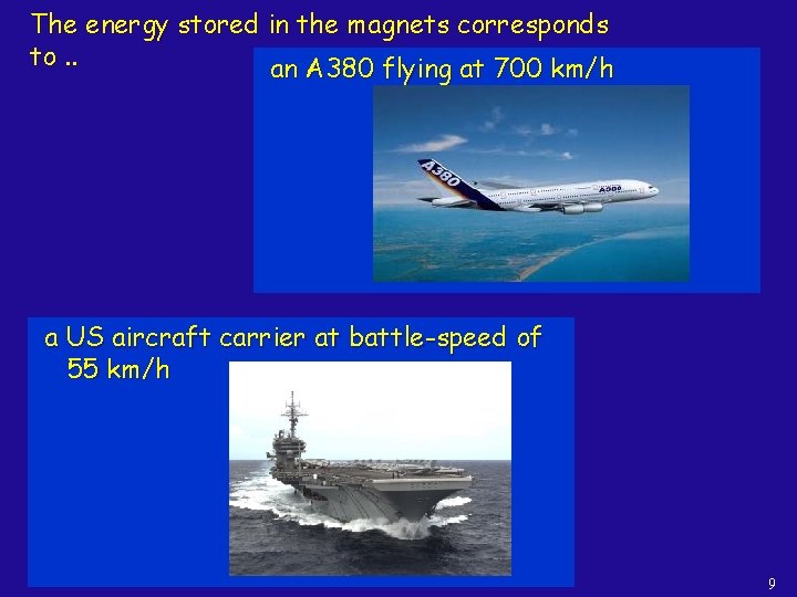 The energy stored in the magnets corresponds to. . an A 380 flying at