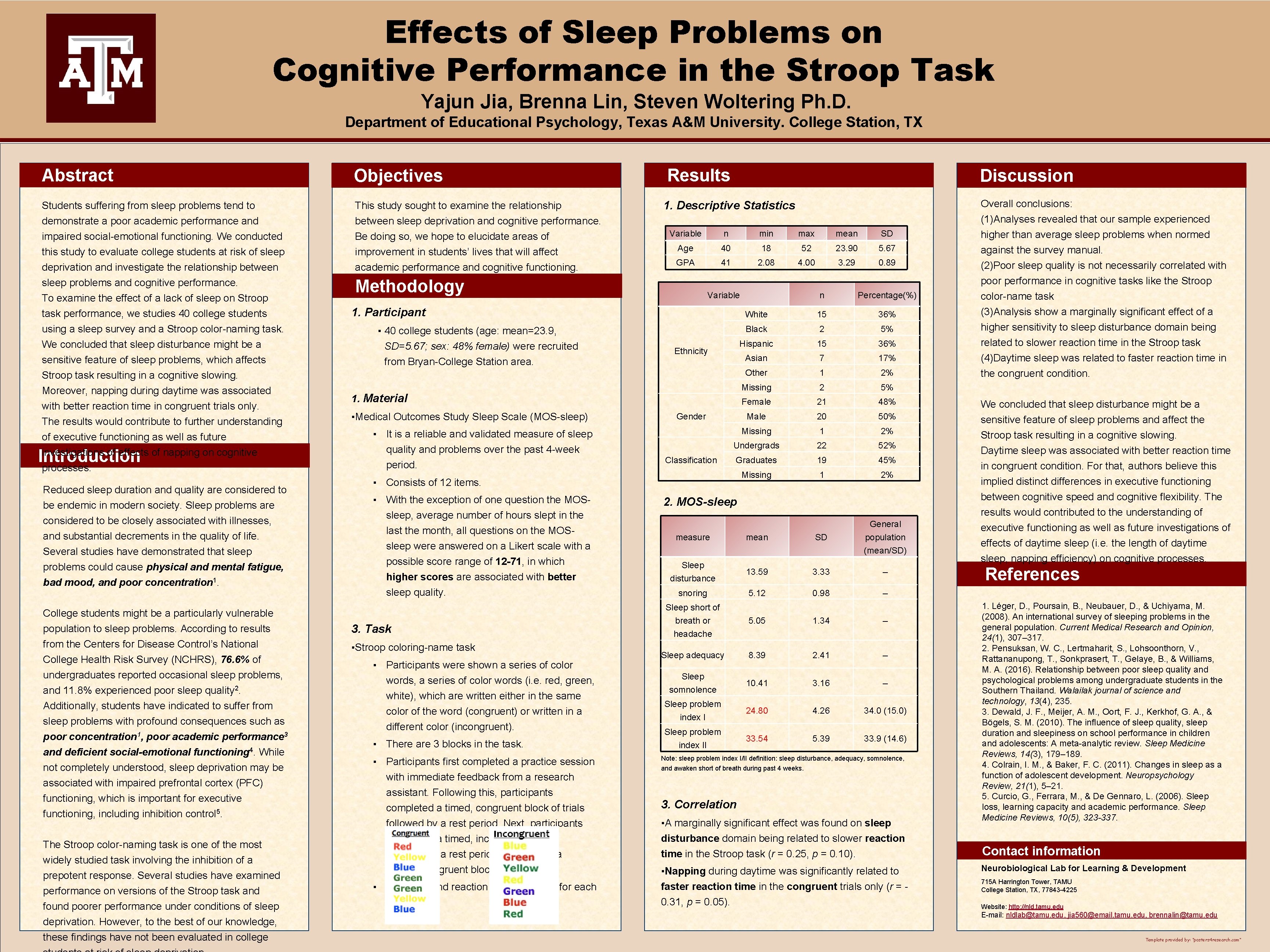Effects of Sleep Problems on Cognitive Performance in