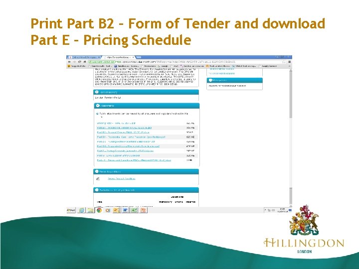 Print Part B 2 – Form of Tender and download Part E – Pricing