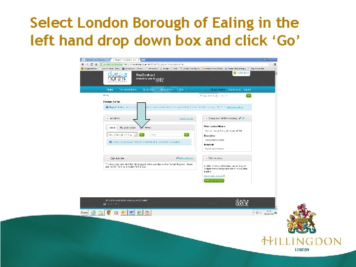 Select London Borough of Ealing in the left hand drop down box and click