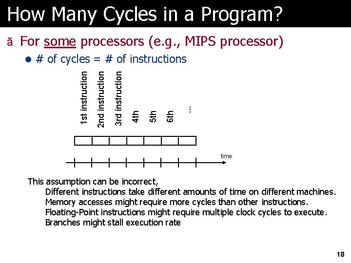 How Many Cycles in a Program? ã For some processors (e. g. , MIPS