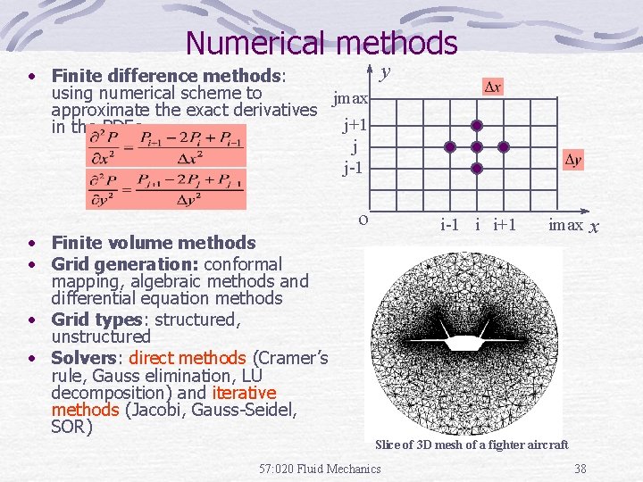 Numerical methods y • Finite difference methods: using numerical scheme to jmax approximate the