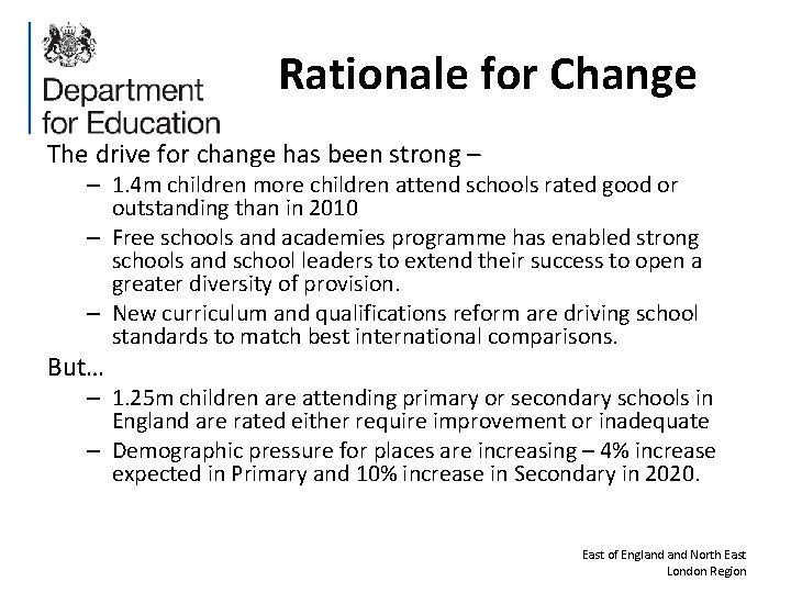 Rationale for Change The drive for change has been strong – – 1. 4