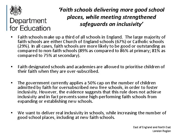‘Faith schools delivering more good school places, while meeting strengthened safeguards on inclusivity’ •