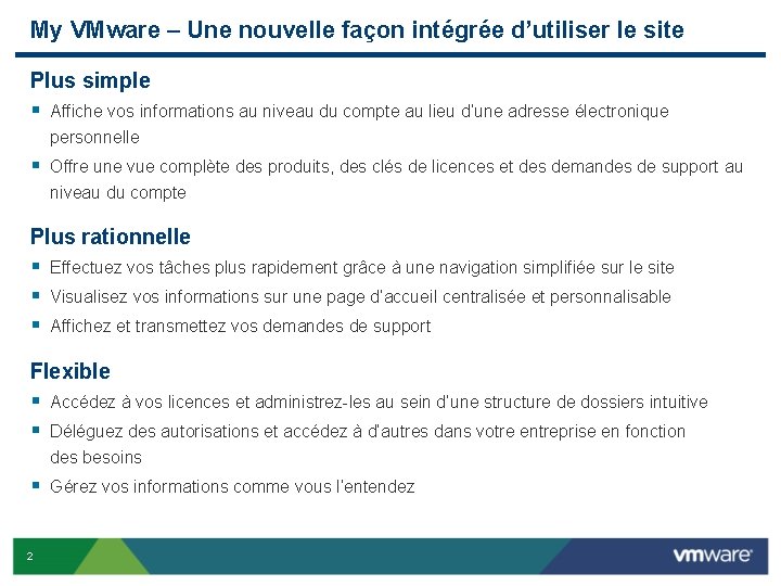 My VMware – Une nouvelle façon intégrée d’utiliser le site Plus simple § Affiche My VMware – Une nouvelle façon intégrée d’utiliser le site Plus simple § Affiche