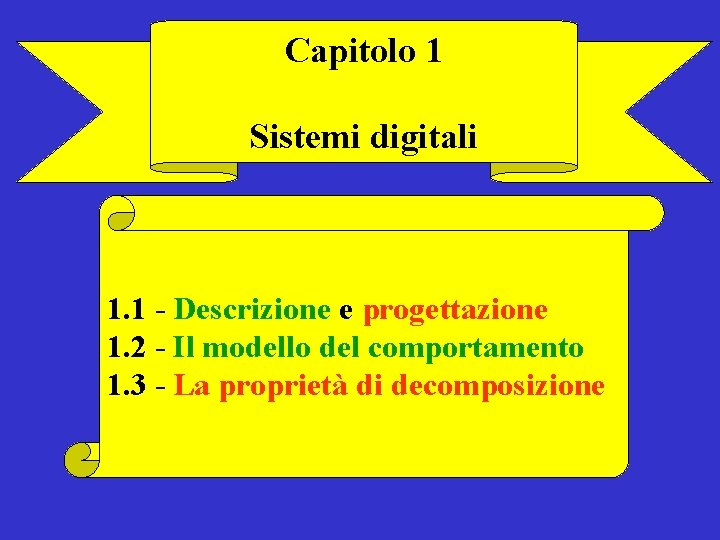 Capitolo 1 Sistemi digitali 1. 1 - Descrizione e progettazione 1. 2 - Il