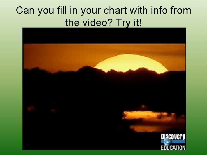 Can you fill in your chart with info from the video? Try it! 