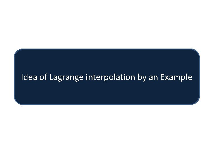 Idea of Lagrange interpolation by an Example 