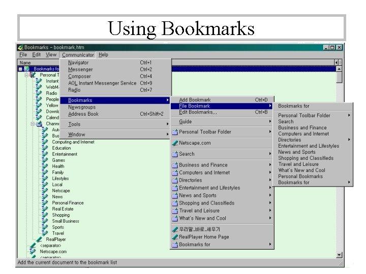 Using Bookmarks Using Bookmarks