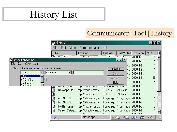 History List Communicator | Tool | History History List Communicator | Tool | History