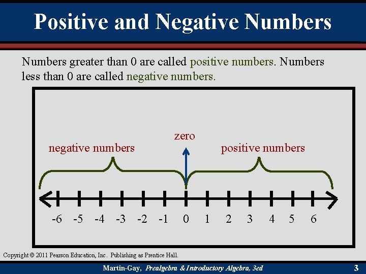 Positive and Negative Numbers greater than 0 are called positive numbers. Numbers less than