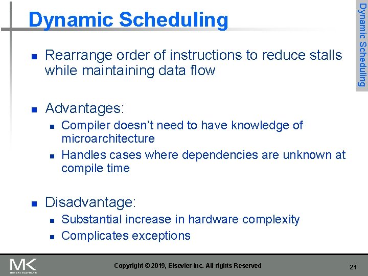 Dynamic Scheduling n n Rearrange order of instructions to reduce stalls while maintaining data