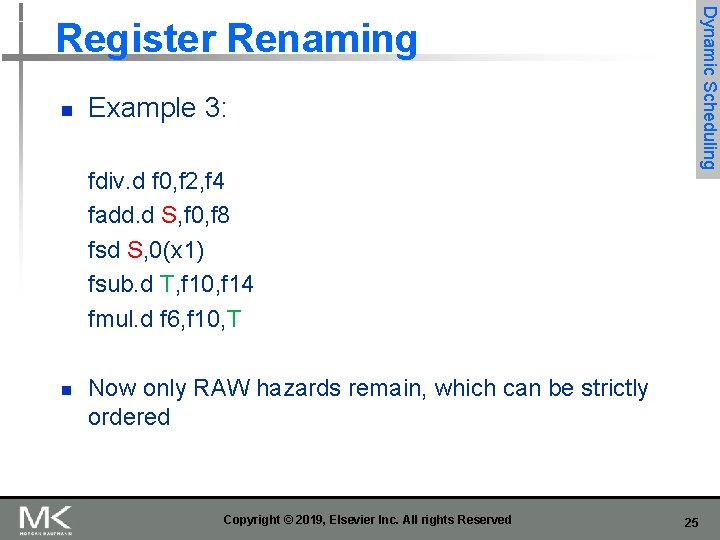 Dynamic Scheduling Register Renaming n Example 3: fdiv. d f 0, f 2, f