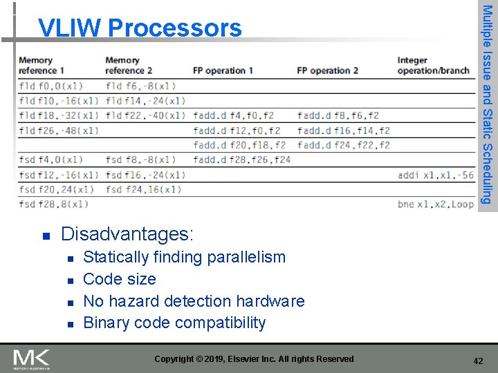 n Multiple Issue and Static Scheduling VLIW Processors Disadvantages: n n Statically finding parallelism