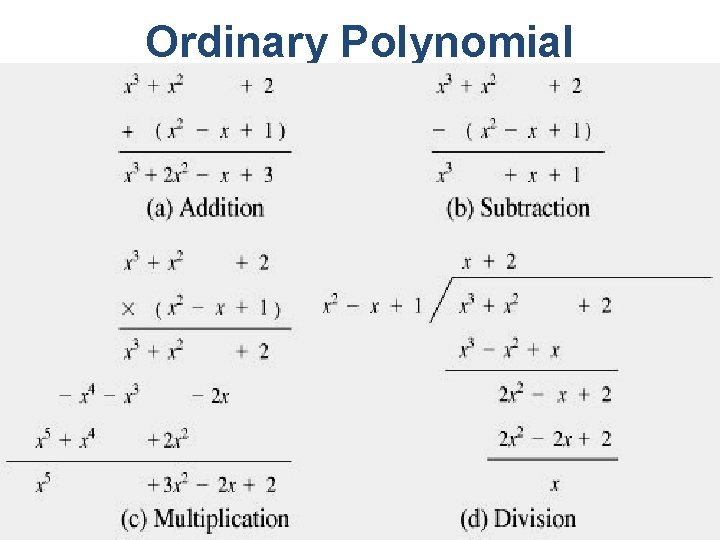 Ordinary Polynomial Arithmetic 