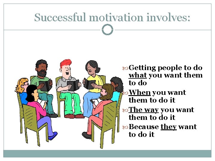 Successful motivation involves: 15 Getting people to do what you want them to do