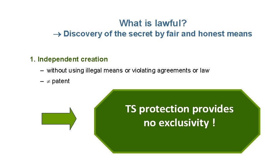 What is lawful? Discovery of the secret by fair and honest means 1. Independent