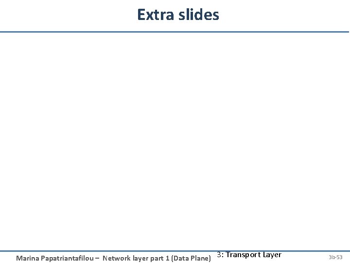 Extra slides Marina Papatriantafilou – Network layer part 1 (Data Plane) 3: Transport Layer