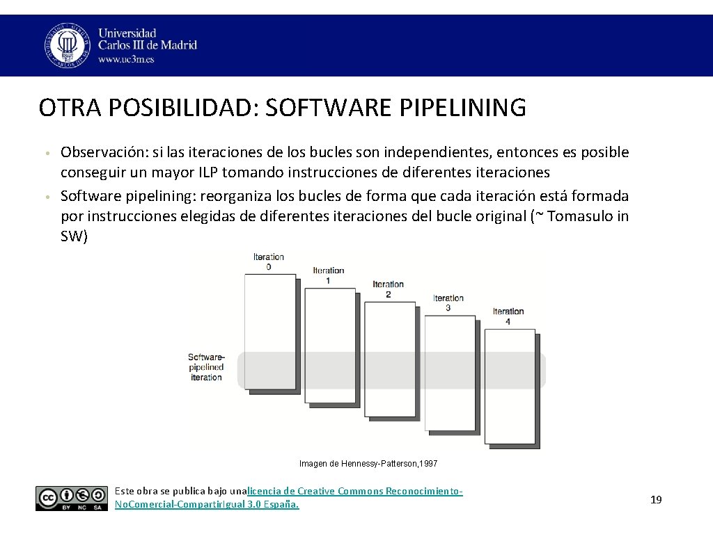 OTRA POSIBILIDAD: SOFTWARE PIPELINING • • Observación: si las iteraciones de los bucles son