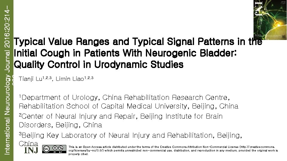 International Neurourology Journal 2016; 20: 214223 Typical Value Ranges and Typical Signal Patterns in