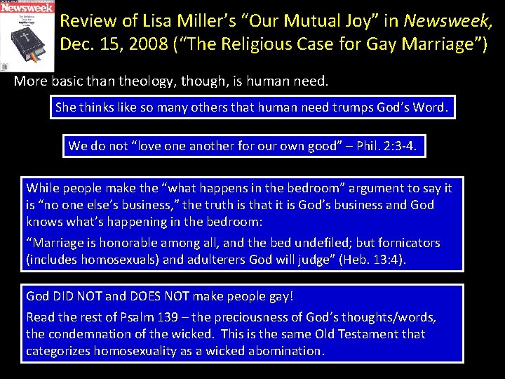 Review of Lisa Miller’s “Our Mutual Joy” in Newsweek, Dec. 15, 2008 (“The Religious