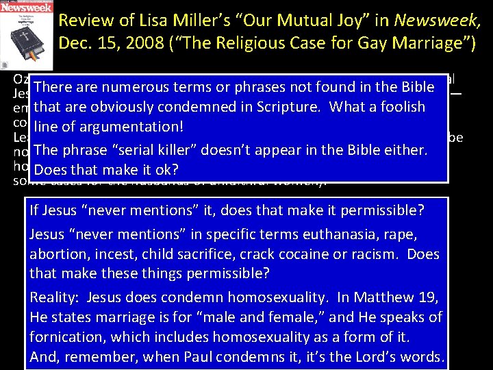Review of Lisa Miller’s “Our Mutual Joy” in Newsweek, Dec. 15, 2008 (“The Religious