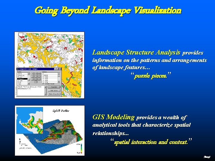 Going Beyond Landscape Visualization Landscape Structure Analysis provides information on the patterns and arrangements