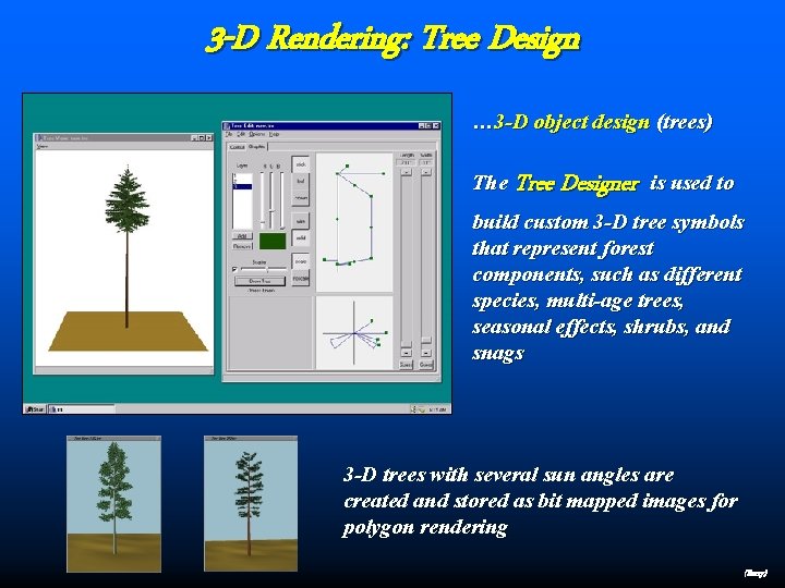 3 -D Rendering: Tree Design … 3 -D object design (trees) The Tree Designer