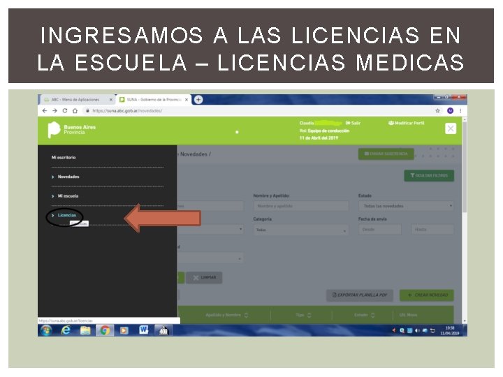 INGRESAMOS A LAS LICENCIAS EN LA ESCUELA – LICENCIAS MEDICAS 