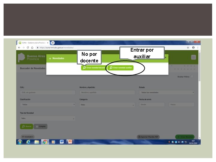 No por docente Entrar por auxiliar 