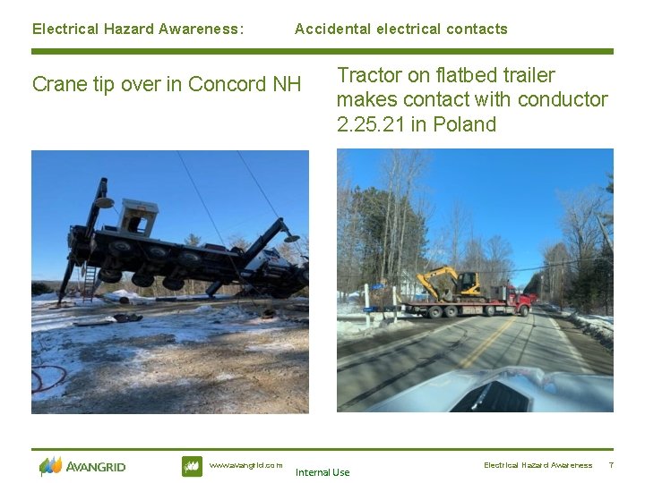 Electrical Hazard Awareness: Accidental electrical contacts Crane tip over in Concord NH www. avangrid.