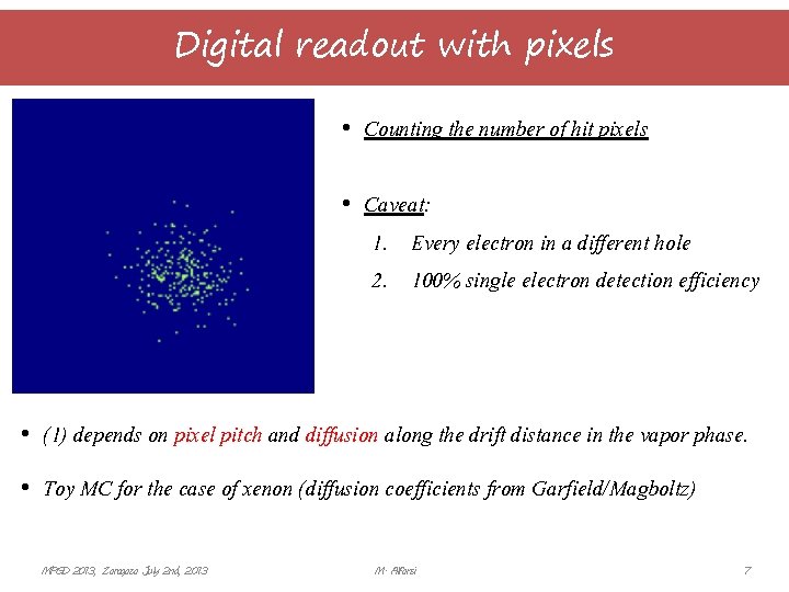 Digital readout with pixels • Counting the number of hit pixels • Caveat: 1.