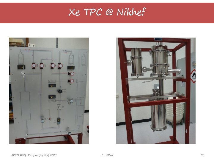 Xe TPC @ Nikhef MPGD 2013, Zaragoza July 2 nd, 2013 M. Alfonsi 14