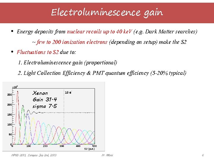 Electroluminescence gain • Energy deposits from nuclear recoils up to 40 ke. V (e.