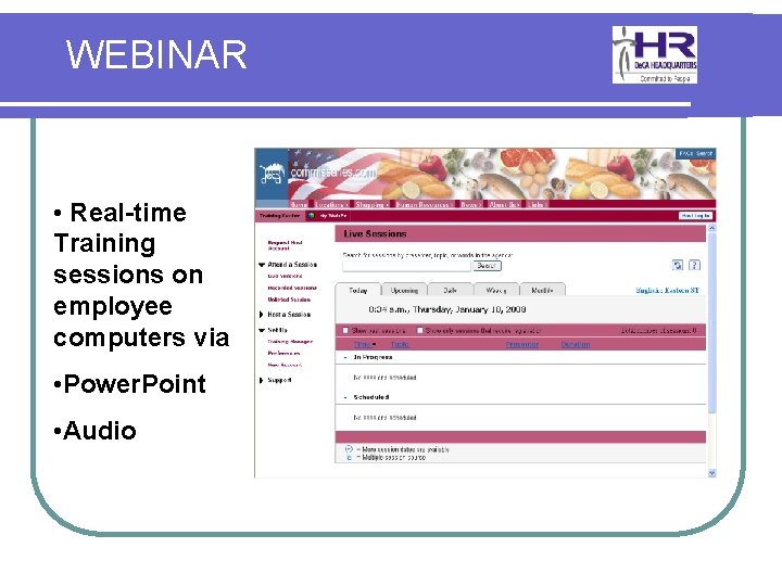 WEBINAR • Real-time Training sessions on employee computers via • Power. Point • Audio