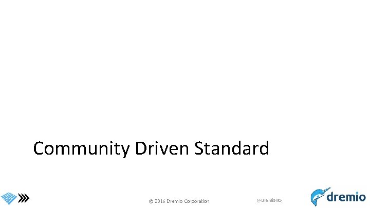 Community Driven Standard © 2016 Dremio Corporation @Dremio. HQ 