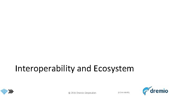 Interoperability and Ecosystem © 2016 Dremio Corporation @Dremio. HQ 