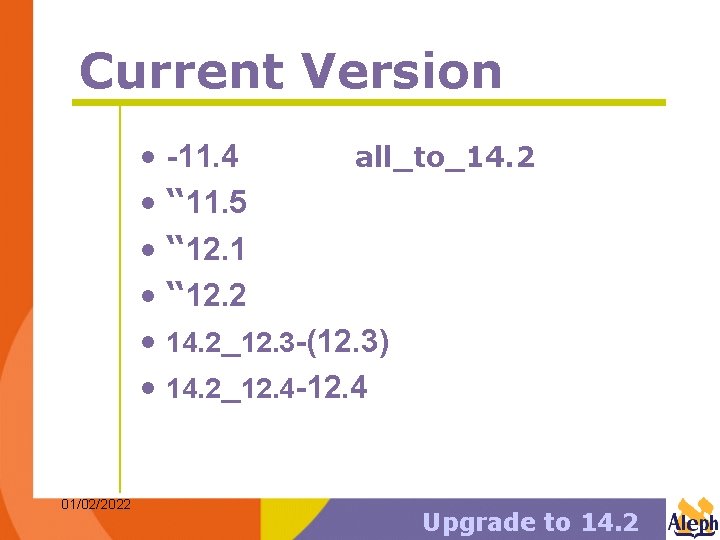 Current Version • -11. 4 all_to_14. 2 • “ 11. 5 • “ 12.