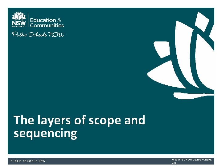The layers of scope and sequencing PUBLIC SCHOOLS NSW WWW. SCHOOLS. NSW. EDU. AU