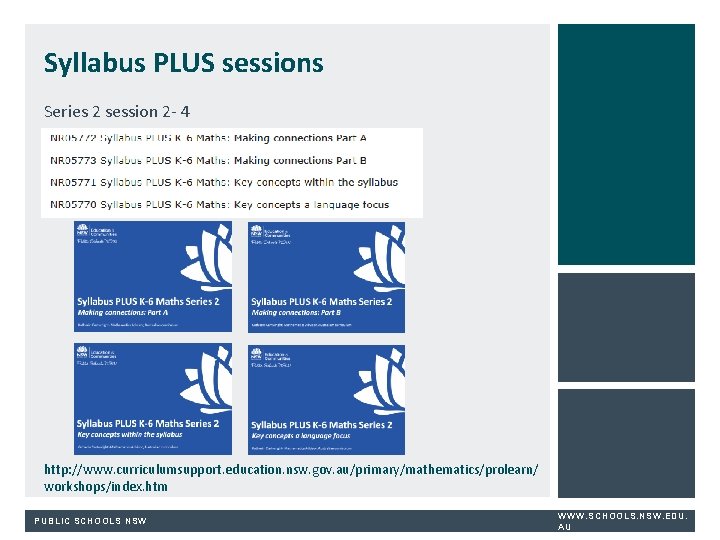 Syllabus PLUS sessions Series 2 session 2 - 4 http: //www. curriculumsupport. education. nsw.