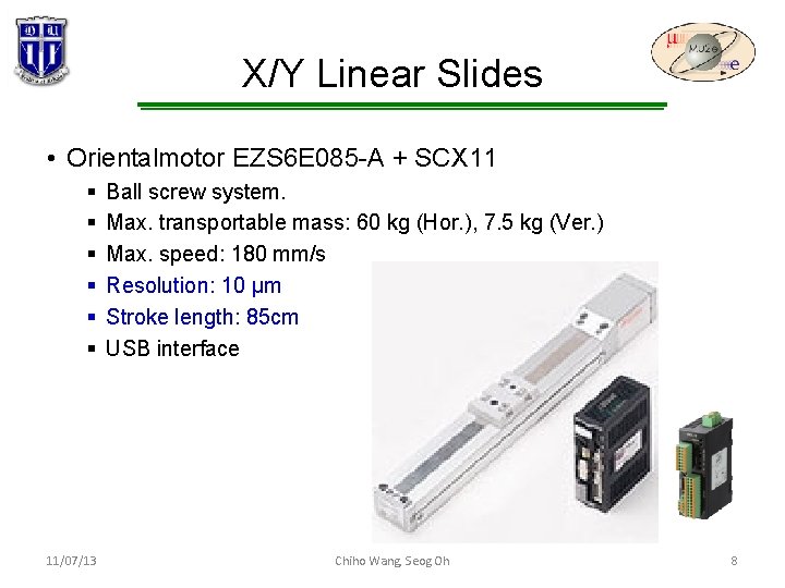 X/Y Linear Slides • Orientalmotor EZS 6 E 085 -A + SCX 11 § X/Y Linear Slides • Orientalmotor EZS 6 E 085 -A + SCX 11 §