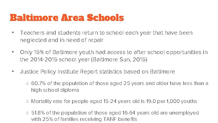 Baltimore Area Schools • Teachers and students return to school each year that have