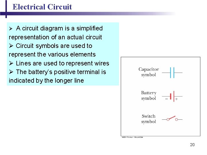 Electrical Circuit Ø A circuit diagram is a simplified representation of an actual circuit