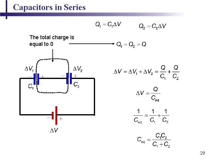 Capacitors in Series The total charge is equal to 0 29 