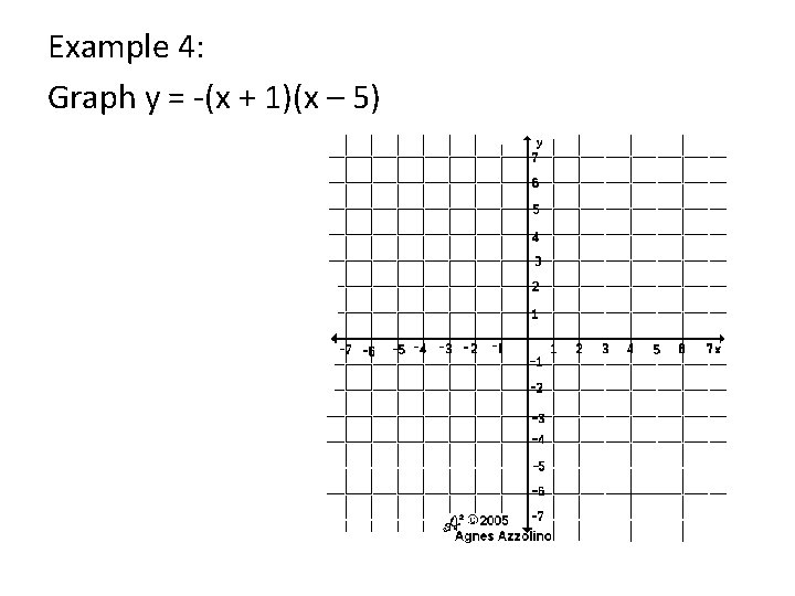 Example 4: Graph y = -(x + 1)(x – 5) 