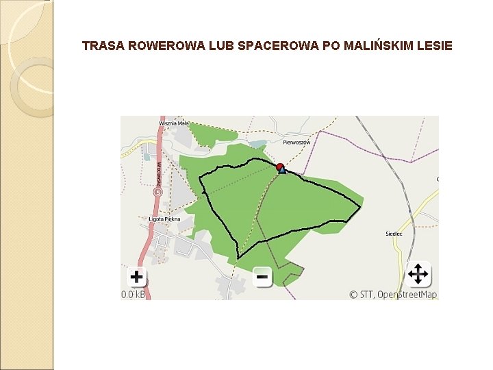 TRASA ROWEROWA LUB SPACEROWA PO MALIŃSKIM LESIE 